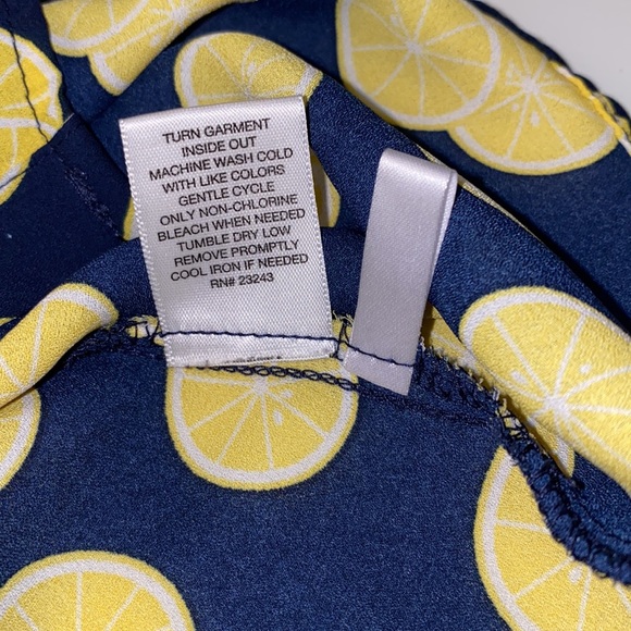 Soho New York and Company Blue and Lemon Print Sleeveless Tank Tee Blouse Size S - Picture 7 of 7